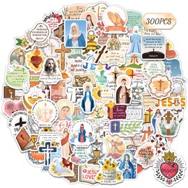 MonEnfance 300 PCS Catholic Stickers, Religious Stickers for Water Bottles Laptop Catholic Gifts Supplies for Women Adults Bible Virgin Mary Sacred Heart Sunday Church Jesus