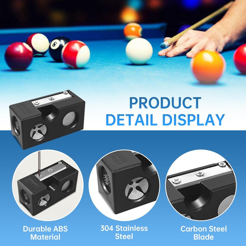 6 in 1 Pool Cue Tip Shaper, Professional Pool Cue