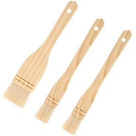 3PCS Pastry Brushes Basting Oil Brush with Goat Bristles and Hardwood Handles BBQ Cooking Baking Brush for Baking, Grilling, Cooking and Spreading Oil, Butter, BBQ Sauce, or Marinade