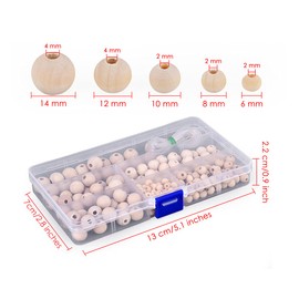 220 Pieces Wooden Beads 5 Sizes (6-14mm) of Unfinished Wood beads with Storage Box Wooden Spacer Beads for Jewelry Making