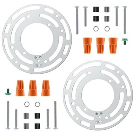 YURNYQ 2 Pack Universal Light Fixture Mounting Bracket,4 Inch Round Crossbar Set with Bolts and Nuts,Silver Ring Plate Kit for Ceiling and Wall Mounting of Ceiling Fans Vanity Lights Ceiling Lights