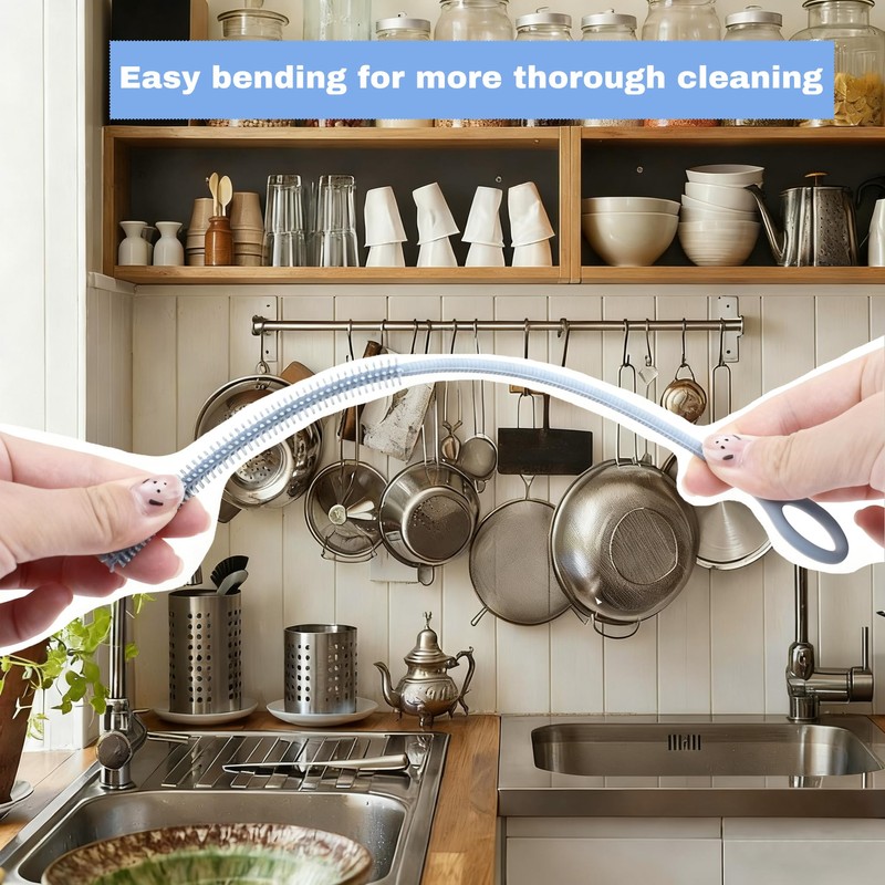 4Pcs Reusable Silicone Straw Cleaner Brush Extra Long, Soft Bendable,