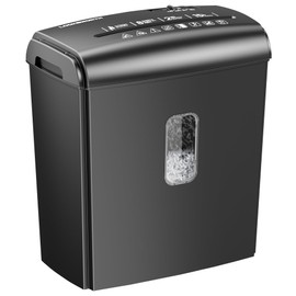 Locksworth 8-Sheet Micro Cut Paper Shredder P-4 High Security for Home Office Use with Handle, Shreds Credit Card/Staple 4 Gallons(Black) Visual Window Wastebasket