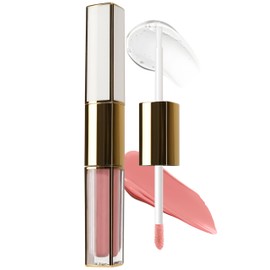 Erinde Brillo de Labios Mate, 2 en 1 líquido Brillo de Labios y Aceite Labial, Barra de Labios Resistente al Agua de Larga Duración, brillo de labios Brillante Con Brillo Líquido, 04#WHISPERING NUDE