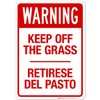 Warning Keep Off The Grass Bilingual Sign, 10x14 Inches, 55