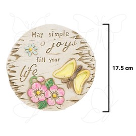 Invero Set of 2 Decorative Butterfly Garden Stepping Stone - Vibrant Outdoor Concrete Circular Floor or Wall Plaque Décor - Ideal for all Gardens, Patio, Lawn, Driveways and more - 17.5cm
