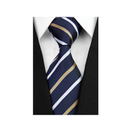 Wehug Men's Classic Stripe Tie Silk Woven Necktie Jacquard Neck Navy Blue Ties For Men EU-LD0040
