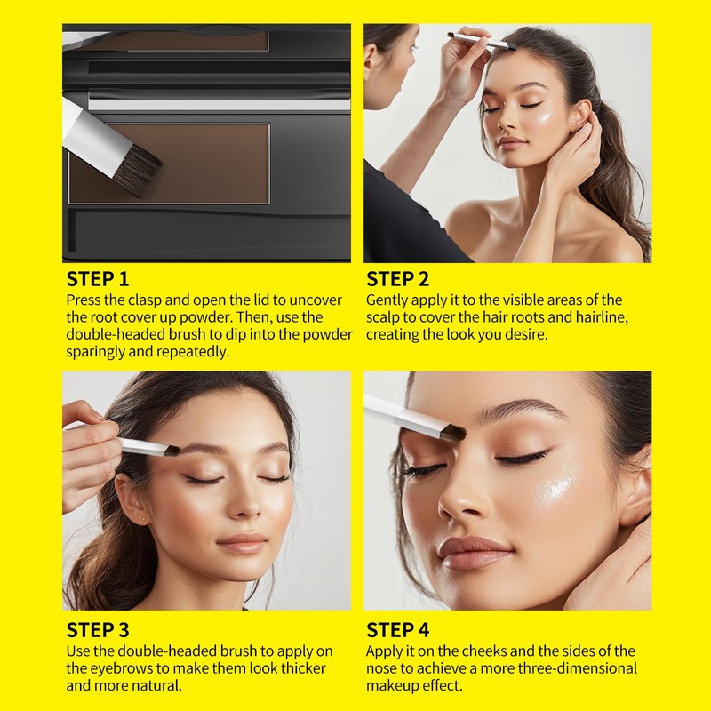 SEVICH Root Touch up, Hairline Powder with Brush, Instantly Conceals