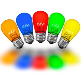 Novelty Lights 25 Pack LED S14 Outdoor Patio Edison Replacement Bulbs, Multi, E26 Medium Base, 1 Watt