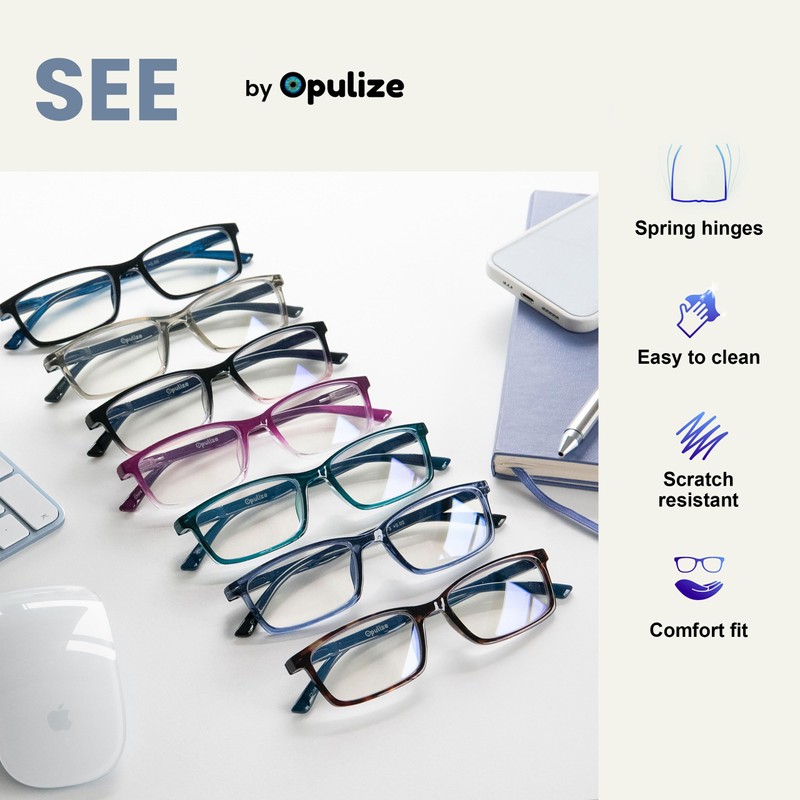 OPULIZE-See Blue Light Blocking Gafas de lectura Black Blue Arm