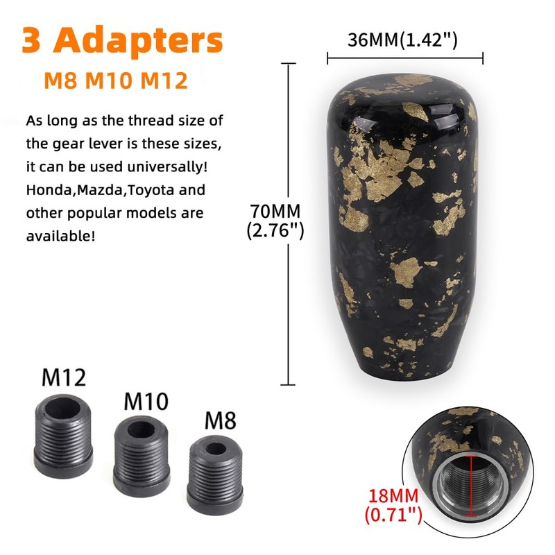 muge racing Gear Shift Knob,Universal Carbon Fiber Forged Pattern Car