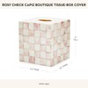 MACKENZIE-CHILDS Boutique Square Capiz Tissue-Box Cover, Decorative Tissue Holder, Pink-and-White