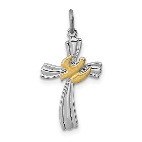 JewelryWeb 925 Sterling Silver Polished Religious Faith Cross With Gold