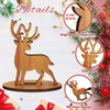 12 Pcs Christmas Groovy Reindeer Place Name Settings Wooden Table