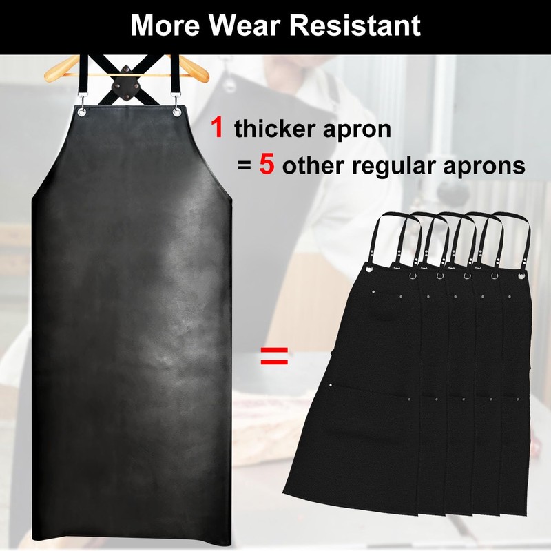 SHEOMERN Waterproof Rubber Apron, 48" XL Anti-Tear Heavy Duty Vinyl