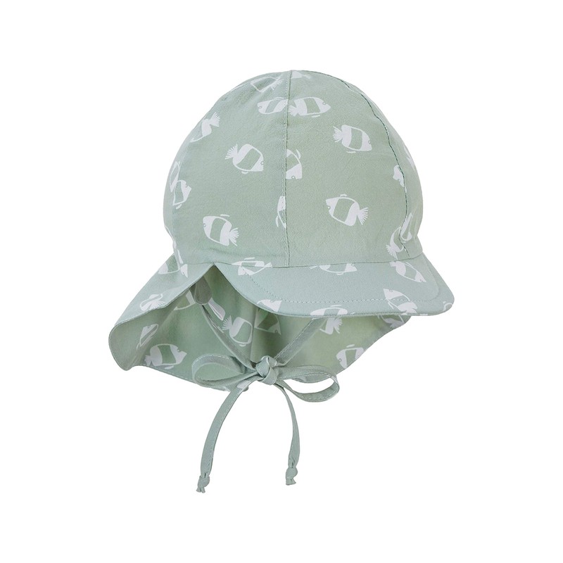 Sterntaler Boys' Peaked Cap with Neck Protection and Ties, light