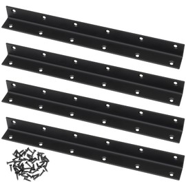 Raised Garden Bed Corner Brackets, 4pcs L Bracket, 90 Degree Angle Brackets, Black Metal Bed Corner Bracket Connectors for Furniture, Wood Frame, Shelf, Cabinet (275x25x25mm)