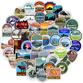 50 Pcs Canada National Parks Sticker Pack, Outdoor Nature Camping Hiking Inspired Waterproof Vinyl Decals for Water Bottles Laptop Car Travel Adventure Partks Sticker