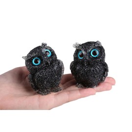 Sahoottie 2.4" Black Owl Ornament Obsidian Crystal Owl Decor Owl Gifts for Women Owl Lover Gifts Black Ornaments for Bedroom Black Bedroom Accessories Owl Figurine