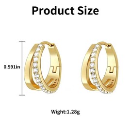 Gold Earrings for Women,Women's Piercing Thick Oval Small Hoop,Chunky Double Hoops Earring,Womens Hypoallergenic Trendy Ear Jewellery Earings,Fashion Piercings Golden Dangly Earing,for Girls Ladies