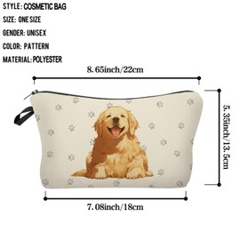 Livel lhood Golden Retriever Makeup Bag Cute Small Organizer Zipper Pouch Golden Retriever Cosmetic Bag Birthday Present for Women Friends -4
