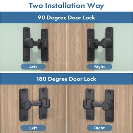 XOOL Barn Door Lock Latch, 90 & 180 Degree Heavy Duty Barn Door Latch, Lock Latch for Door, Garden, Bathroom, Garage, Window, Outdoor, Garage, Barn