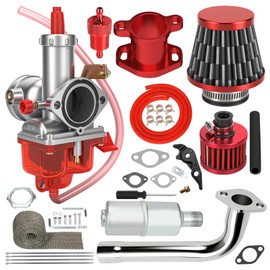 CILOYU PZ30 30mm Carburetor with Exhaust Header Pipe Muffler Stage 2 Kit Replacement for Predator 420cc 301cc 389cc GX390 GX340 GX270 GX240 13HP 11HP Engine Mini Bike Go Kart Cart Parts Accessories