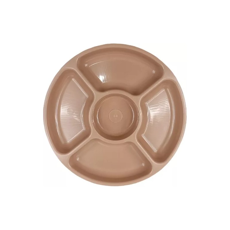 Boris 12 Botaneros Dip Redondos Plástico Cafe 5 Cavidades 30.5cm