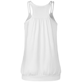 NEWMEEN White Tank Top Woman Scoop Neck Spaghetti Strap Racerback Sports Cami Tank Tops (White,Medium)