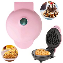 Mini Wafflera Eléctrica de Forma corazón,con Doble Planchas Antiadherentes,Mini wafflera para niños,para Hacer panini,Desayuno Rápido, Waffle,Sandwich,Panqueques