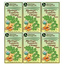 Moringa Turmeric Ginger Tea Bags 168 (Keto, Detox, Paleo, Vitamin & Minerals Booster, Vegan, Gluten-Free, Non-GMO, Caffeine-Free)