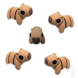 Articulated Capybara Fidget Desk Pet Articulated Animal Pocket Pal Stress Relief for Adults Companion Pet 3D Printed High Quality Made in USA - PACK OF 5
