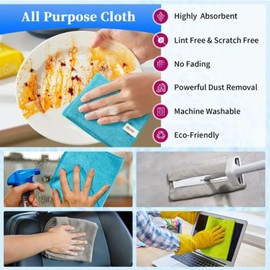 12Pcs Microfibre Cleaning Cloths, Random Colours, Lint-Free, Streak-Free, Super Absorbent - Multi-Purpose Towels for Housekeeping, Kitchen, Car Cleaning