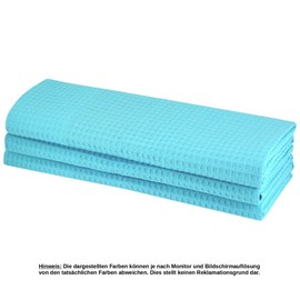 Daloual 3 x Pique Tea Towels, Gastro Quality, 100% Cotton, 70 x 50 cm, High-Quality Waffle Pique, Colour: Turquoise