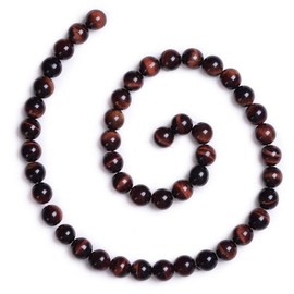 PLTbeads Natural Gemstone Loose Beads Smooth Round Approxi 15 inch DIY Bracelet Necklace for Jewelry Making (8mm, Red Tiger Eye)