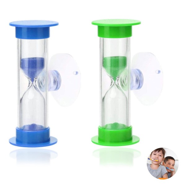 Tarqite 2 Stück Sanduhren mit Saugnapf, 3 Minuten Sanduhr Set