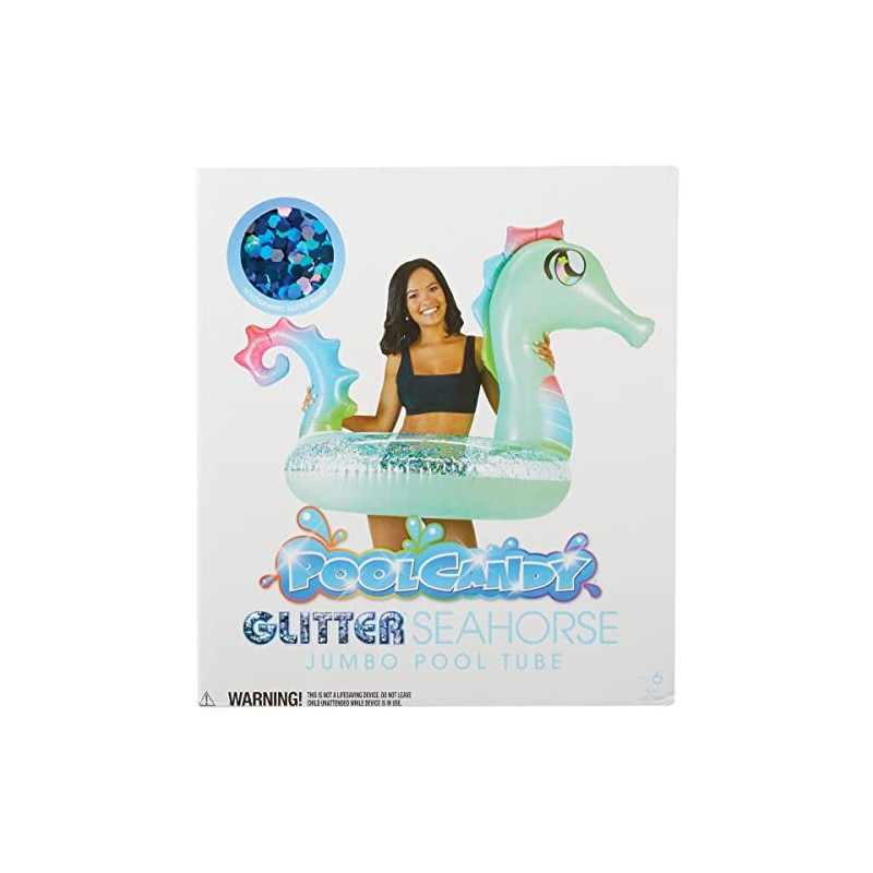 Miller's Emporium PoolCandy Inflatable Glitter Seahorse Pool Tube Float 42