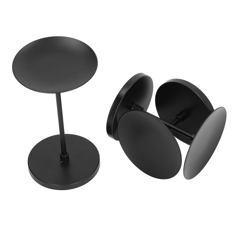 3pcs Pillar Candle Holder Black Double Sided Black Piano Paint