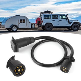 7 Way Trailer Plug Extension, 7 Pin 3FT Double Prong Male Plug Connector, Trailer Wire for Gooseneck Hitch, Truck, Camper, RV