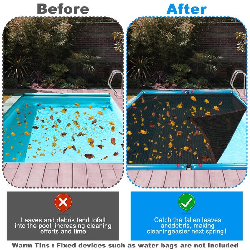 Hlimior 36 ft x 18 ft Black Pool Leaf Net