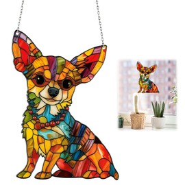 Chihuahua Gifts, Window Hanging Decor, Colorful Chihuahua Suncatcher, Puppy Memorial Keepsake, Single Piece Home Decoration