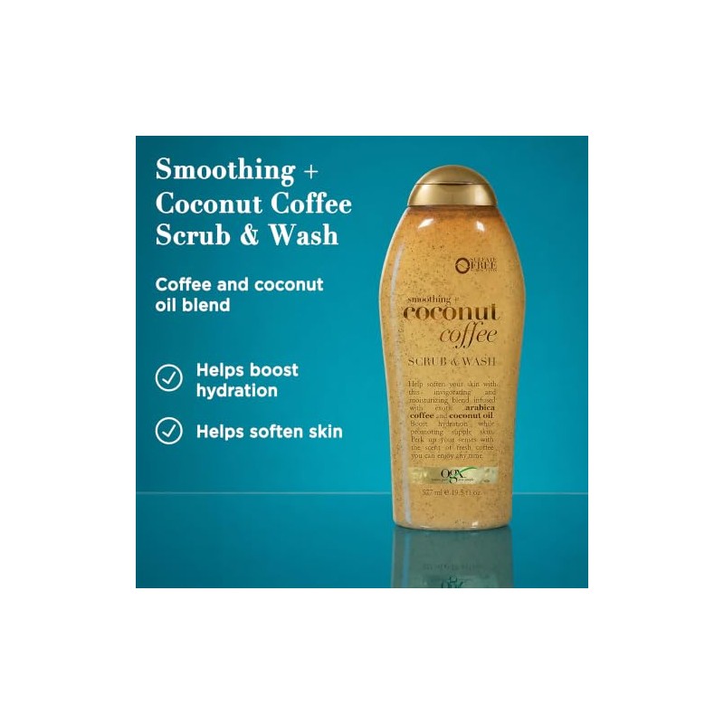 OGX, Body Wash y Exfoliante de Coco y Café, 577