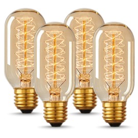 DORESshop Edison Bulbs, Vintage Edison Light Bulbs 40 Watt, T45, 110-130 Volts, E26/E27 Base Incandescent Dimmable Decorative Antique Filament Light Bulbs, Amber Glass, Warm White, 4 Pack