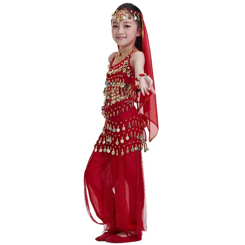 Astage Disfraz de princesa india para niños con adornos de