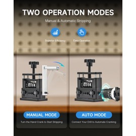 CREWORKS Manual Wire Stripping Machine, Drill Powered Wire Stripper Machine with 6 Channels & 5 Blades, Portable Cable Stripper Tool with Hand Crank for 0.1" to 0.67" Scrap Copper Cables Recycling