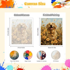 NEWENMO DIY Cute Dog Painting by Numbers Adult, Flower Paint by Numbers Adult, Painting by Numbers Kits, DIY Hand Painted Oil Painting Set with Brushes and Acrylic Paints, for Home Decor, Without