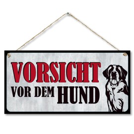 CARISPIBET Vorsicht vor dem Hund! Signs for Dog Owners Arning Signs for Your Home Entrance Outdoor Signs Garden Shed Sign Gate Signs 6"x12"