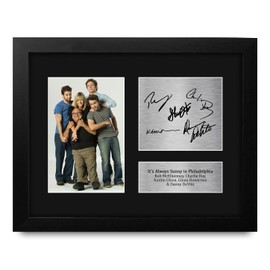 HWC Trading Rob McElhenney, Charlie Day, Kaitlin Olson, Glenn Howeton & Danny DeVito Always Sunny in Philadelphia Framed Gifts Printed Signed Autograph Picture for TV Show Fans - US Letter Size