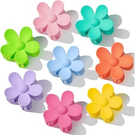 Hair Claw Clips Matte Flower Hair Clips, Strong Hold Hair Jaw Clamps for Medium Thick Hair, Non Slip Big Hair Accessories for Women and Girls (8 PCS)