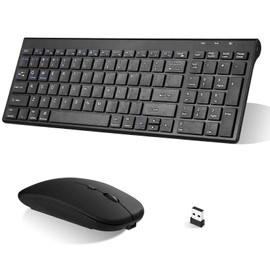 Rechargeable Wireless Keyboard Mouse, UrbanX Slim Thin Low Profile Keyboard and Mouse Combo with Numeric Keypad Silent Keys for Windows 8 - Black